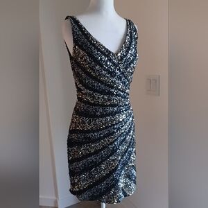 Vintage Scala Black and Gold Sequin and Beaded Mini Dress